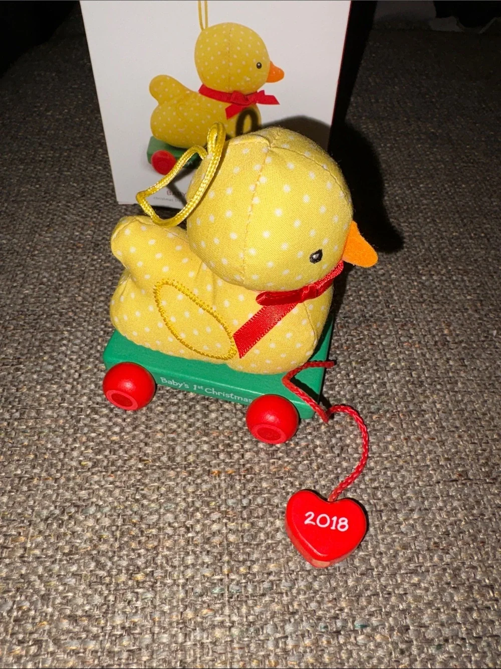 Retired Hallmark 2018 Yellow Polka Dot Duck Babies 1st Christmas BNWT